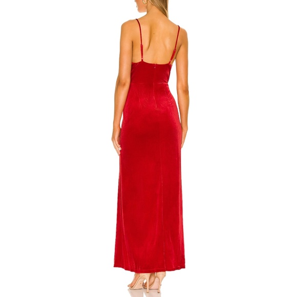 Revolve Superdown Red Velvet Aurora Deep V Maxi Dress Medium - Picture 4 of 16